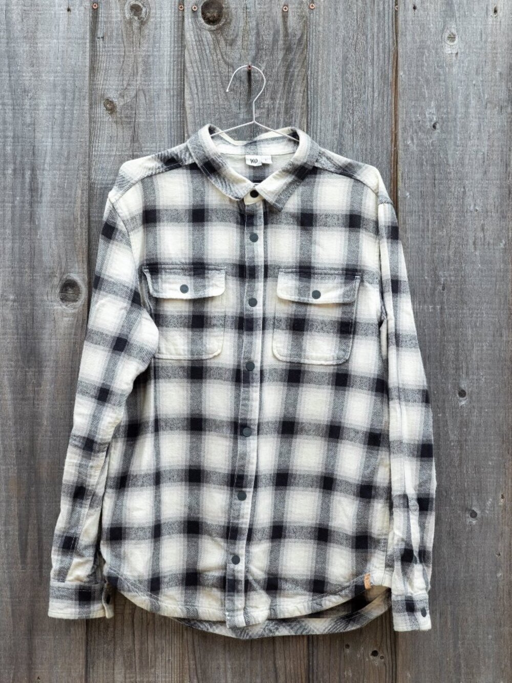 Tentree Kapok Flannel Colville - Meteorite Black Pale Oak, Size Large